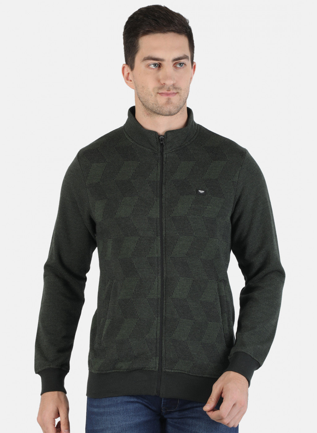 Men Green Jaquard Sweatshirt