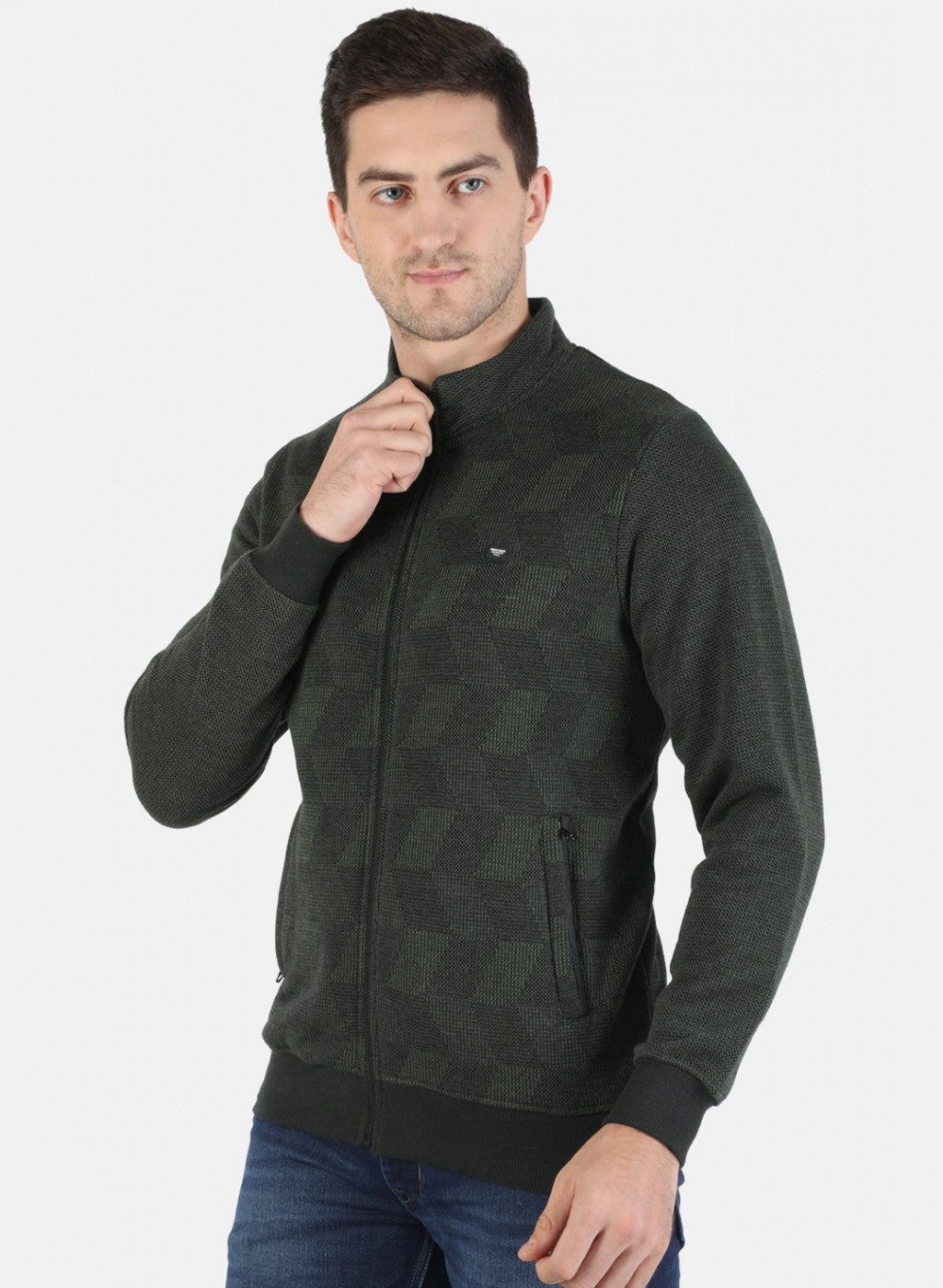 Men Green Jaquard Sweatshirt