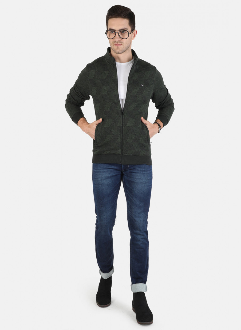 Men Green Jaquard Sweatshirt