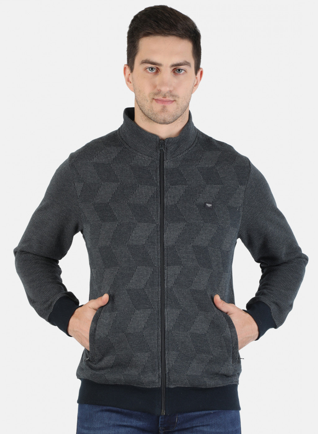 Men Grey Jaquard Sweatshirt