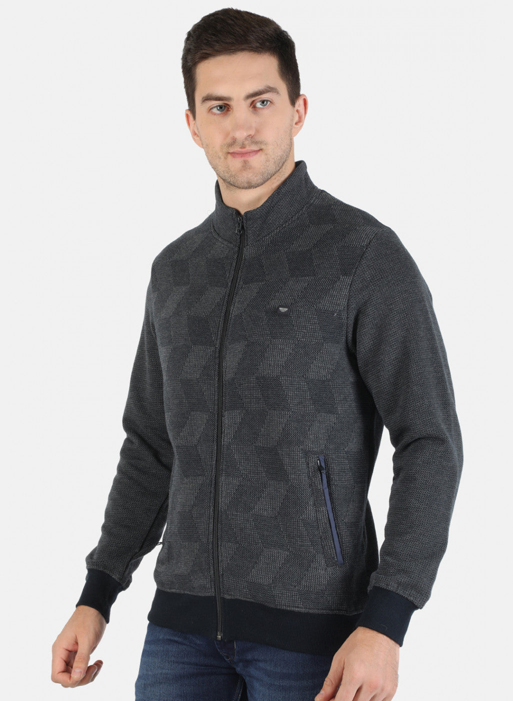 Men Grey Jaquard Sweatshirt