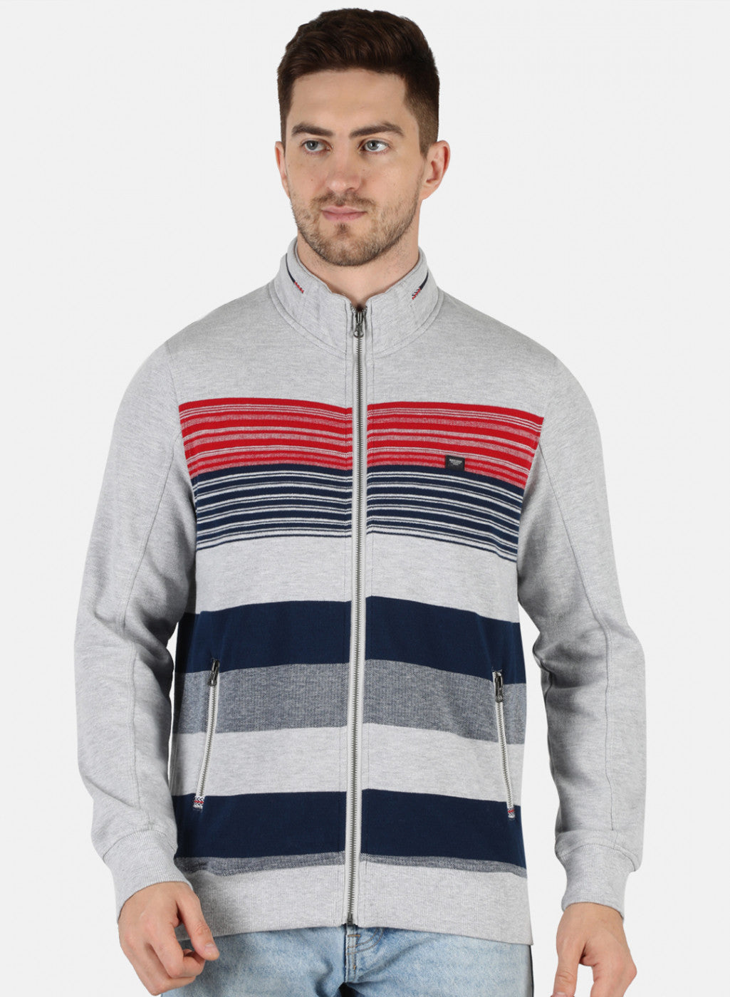 Men Grey Stripe Sweatshirt