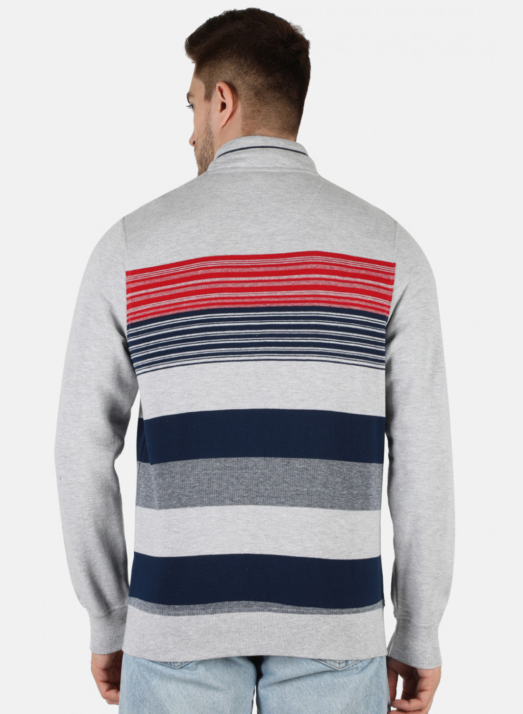 Men Grey Stripe Sweatshirt
