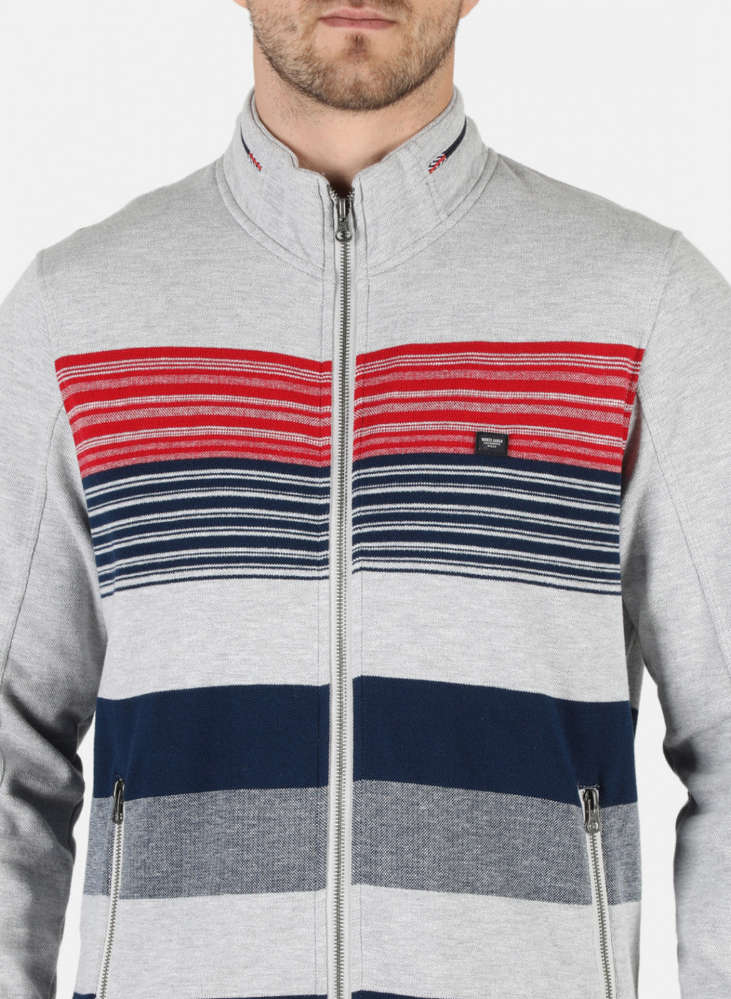 Men Grey Stripe Sweatshirt