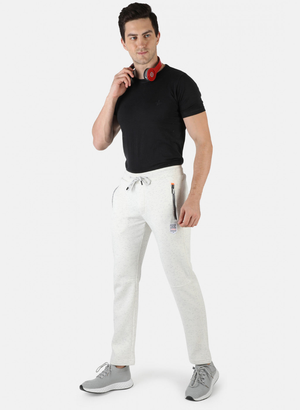 Men Off White Solid Winter Lower