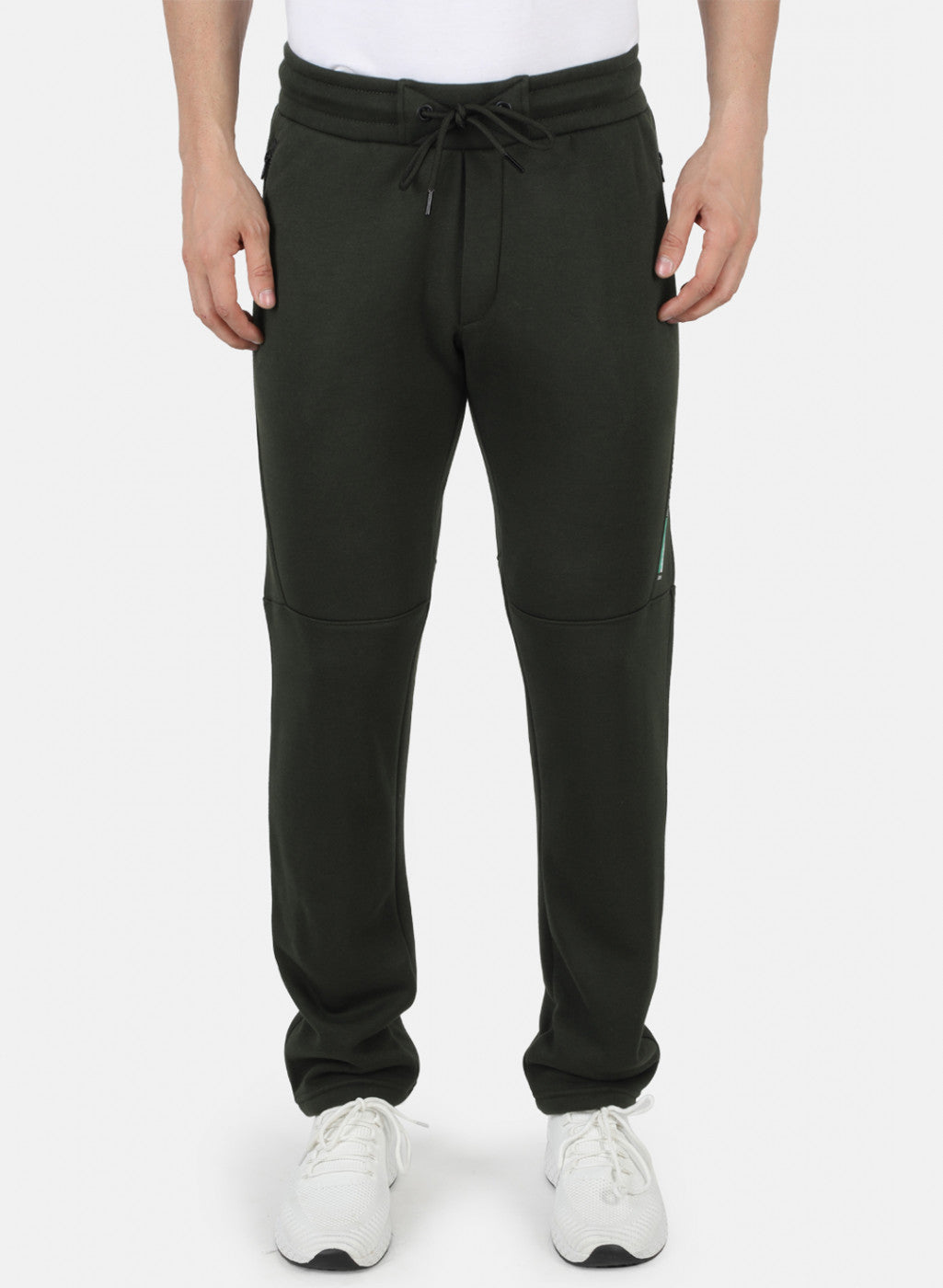 Men Olive Solid Winter Lower