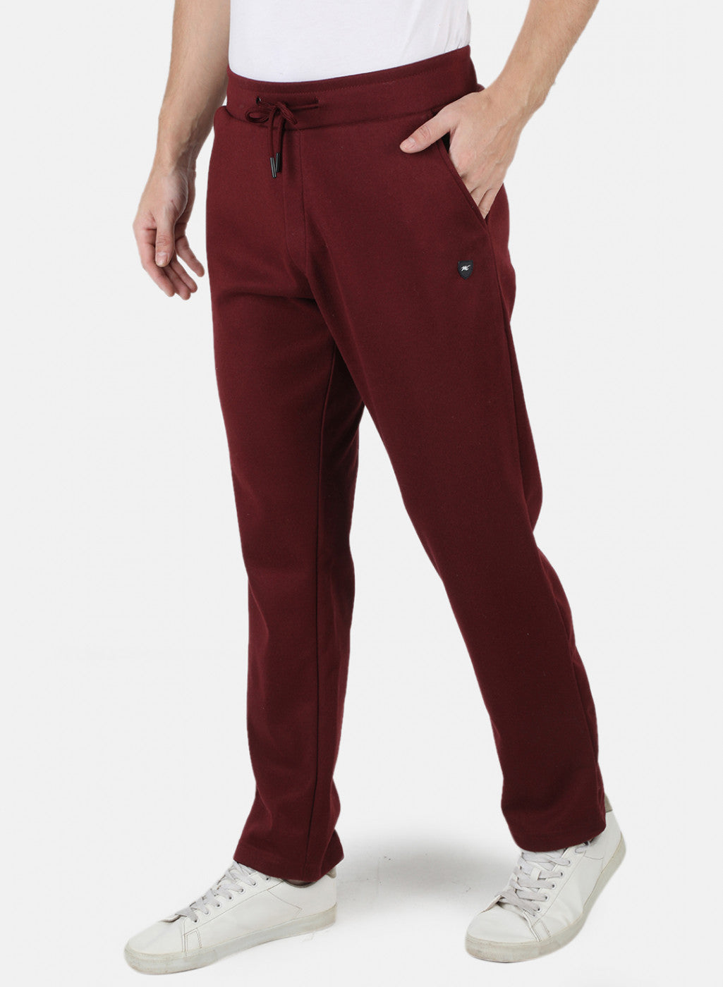 Men Maroon Solid Winter Lower