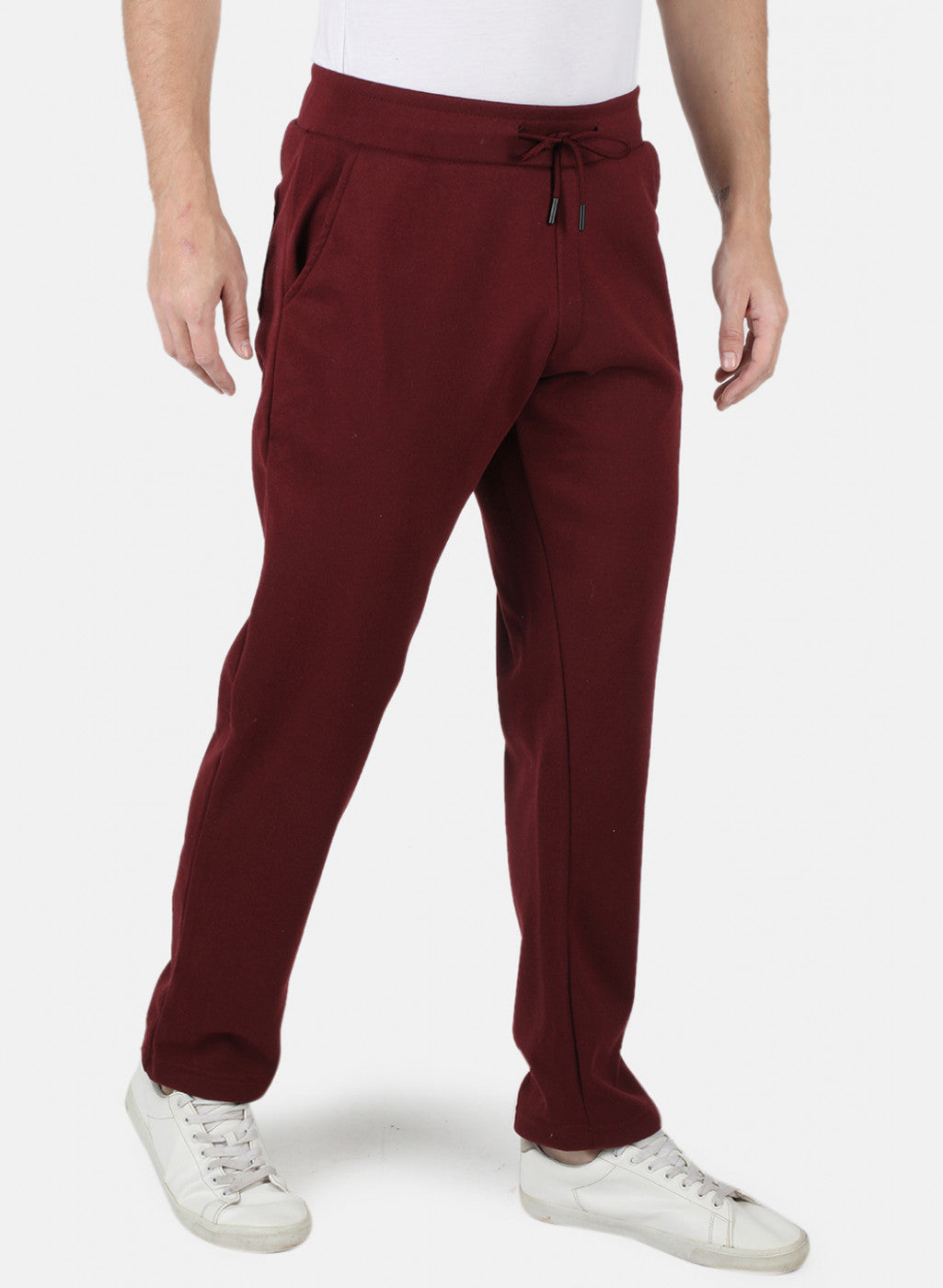 Men Maroon Solid Winter Lower