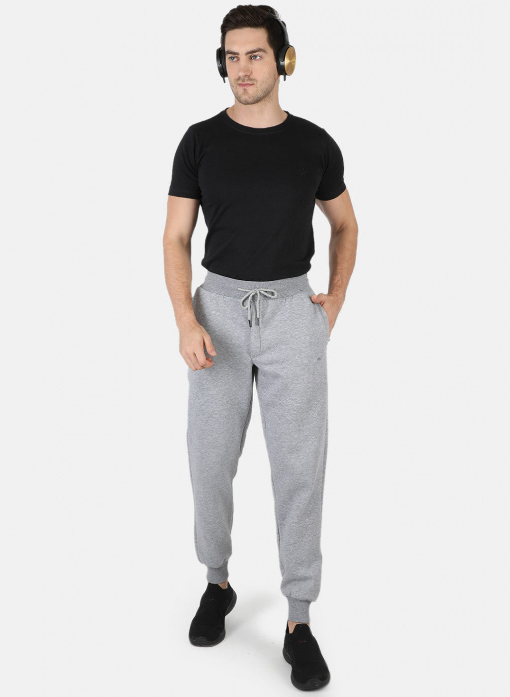 Men Grey Solid Winter Lower