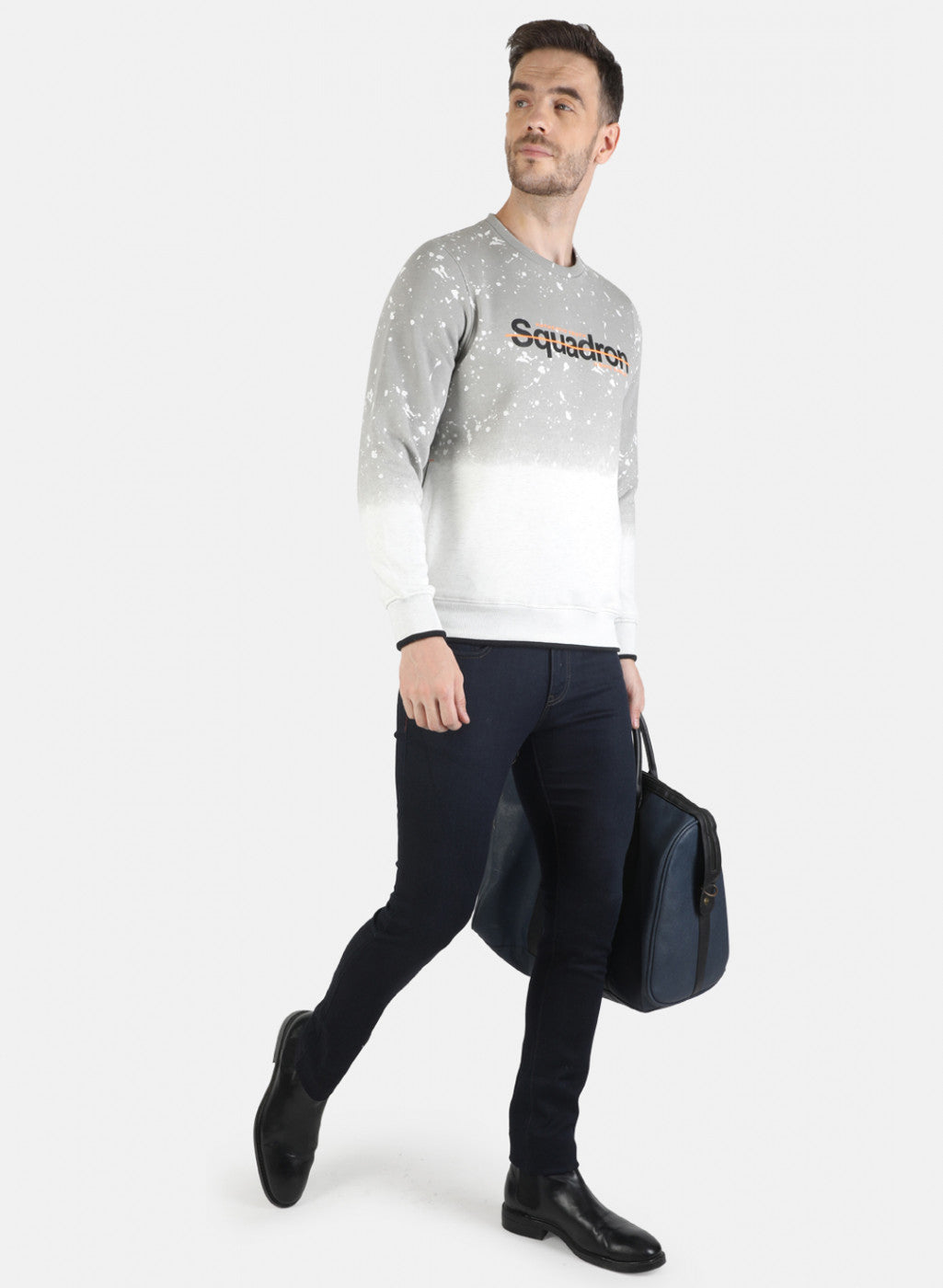 Men White Printed Sweatshirt