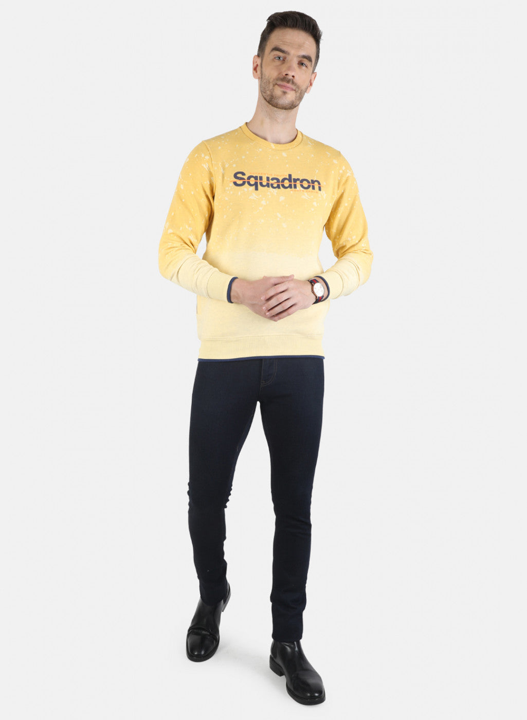 Men Yellow Printed Sweatshirt