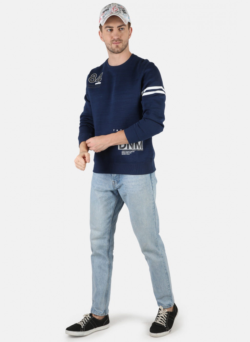 Men Blue Printed Sweatshirt