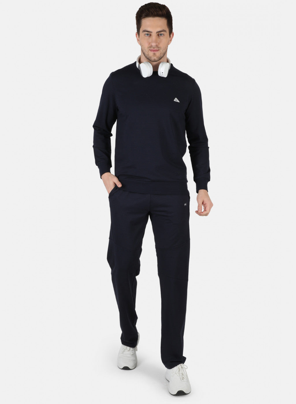 Men Blue Solid Tracksuit