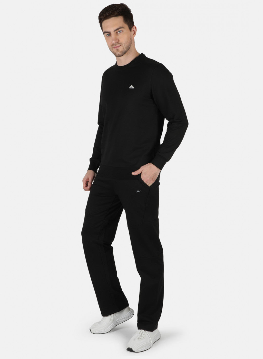 Men Black Solid Tracksuit