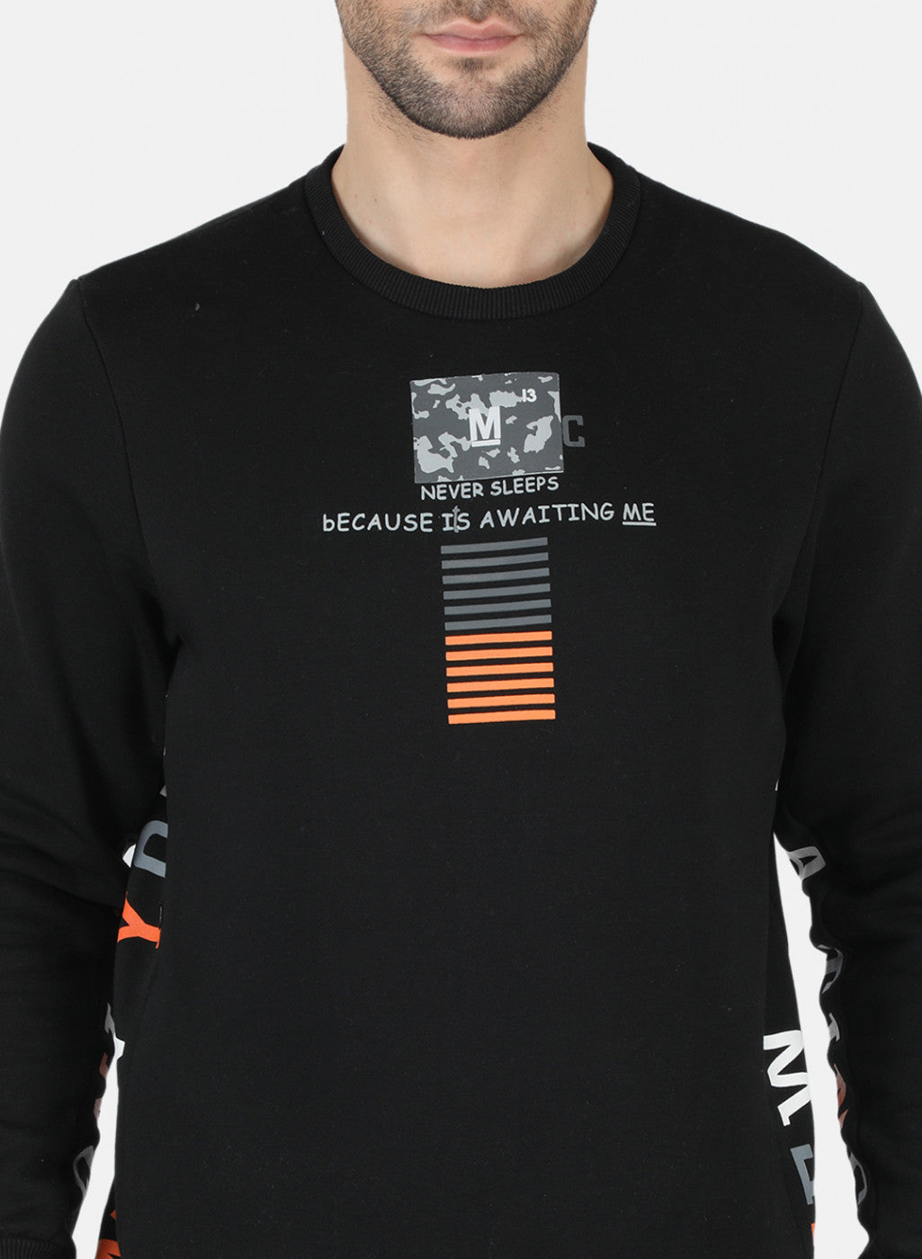 Men Black Printed Tracksuit