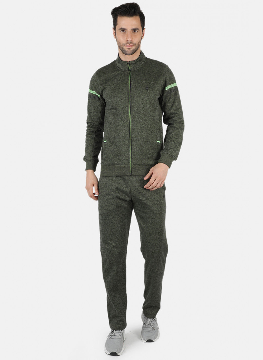 Men Green Solid Tracksuit