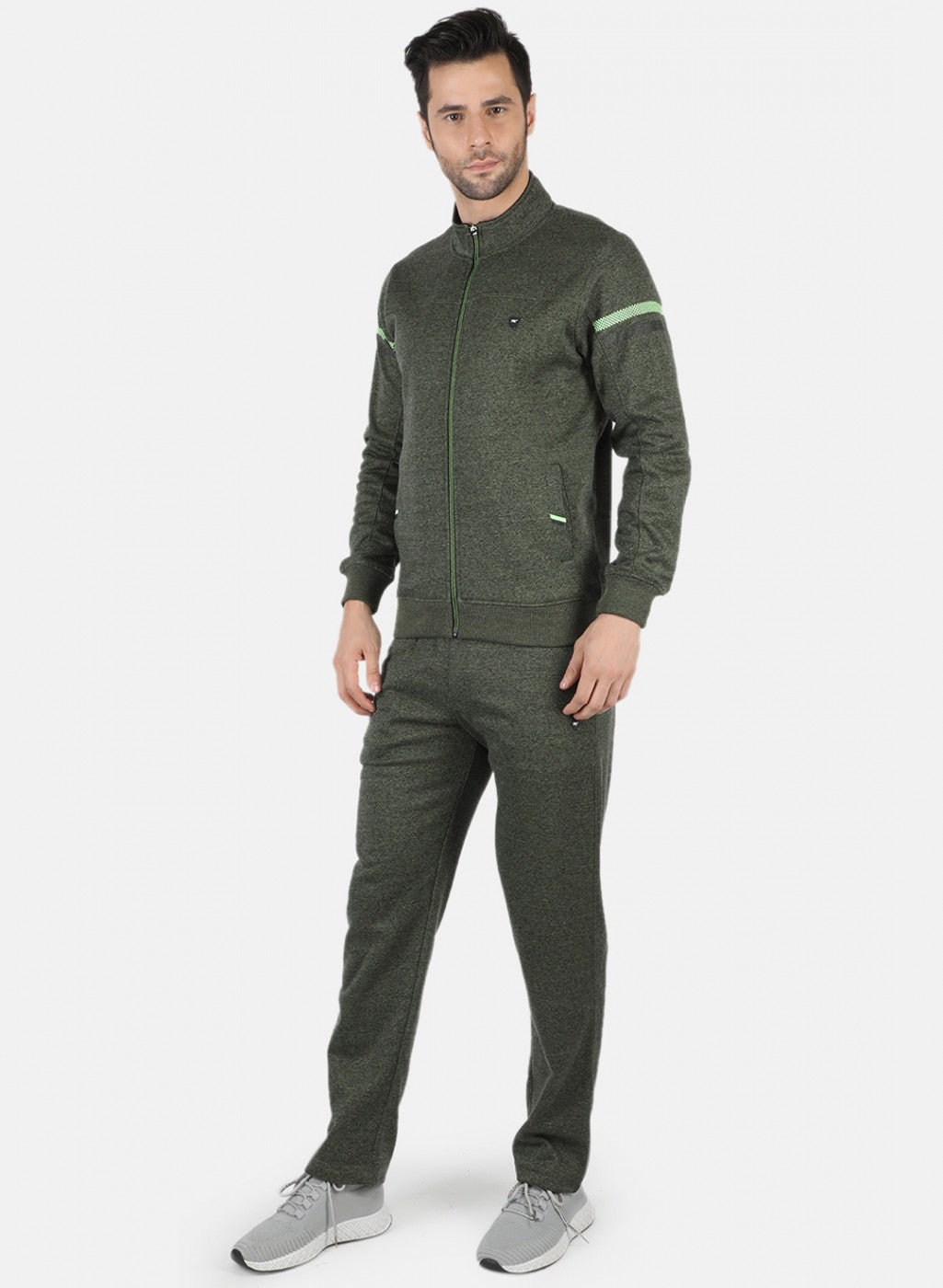 Men Green Solid Tracksuit