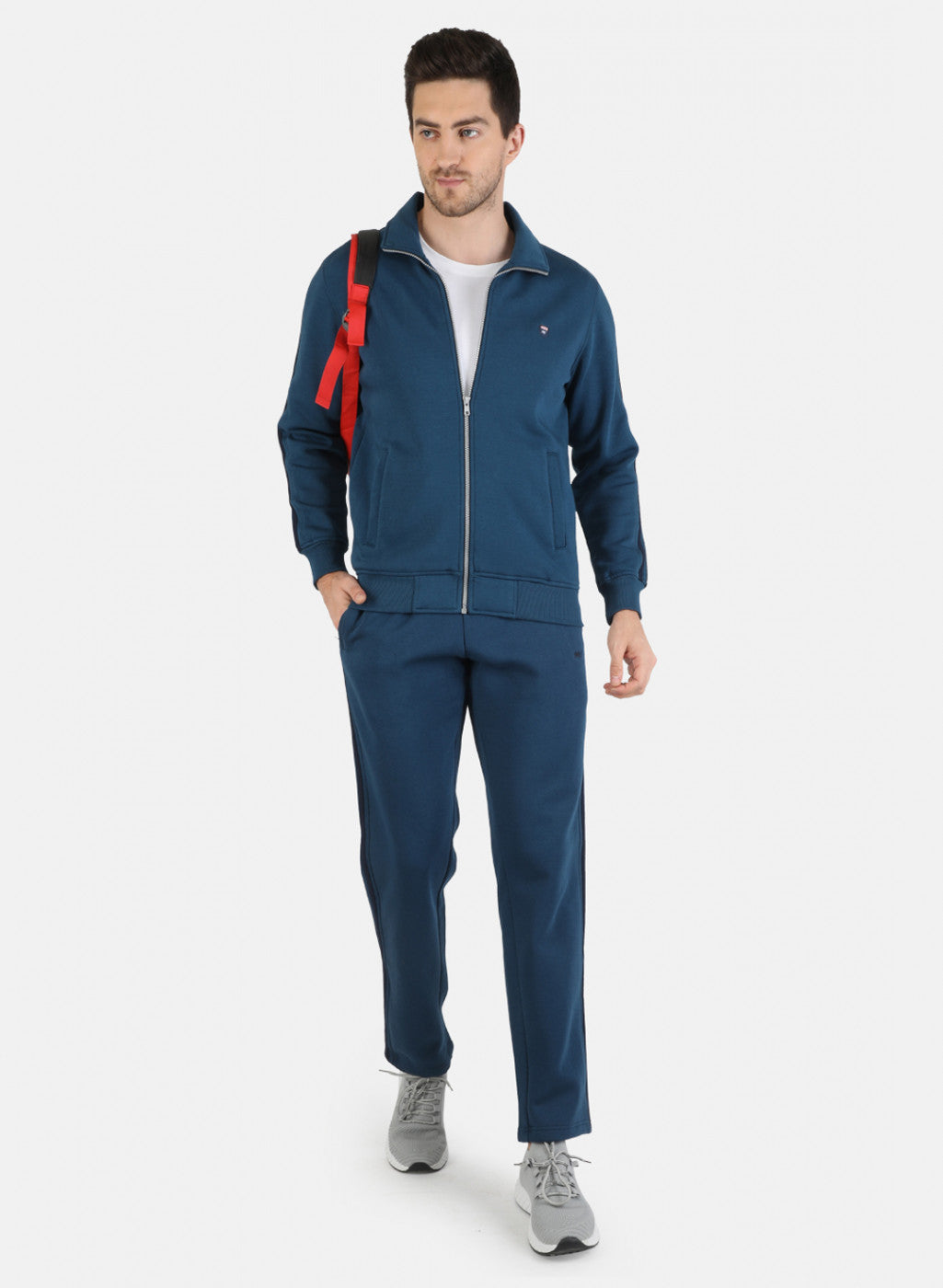 Men Blue Solid Tracksuit
