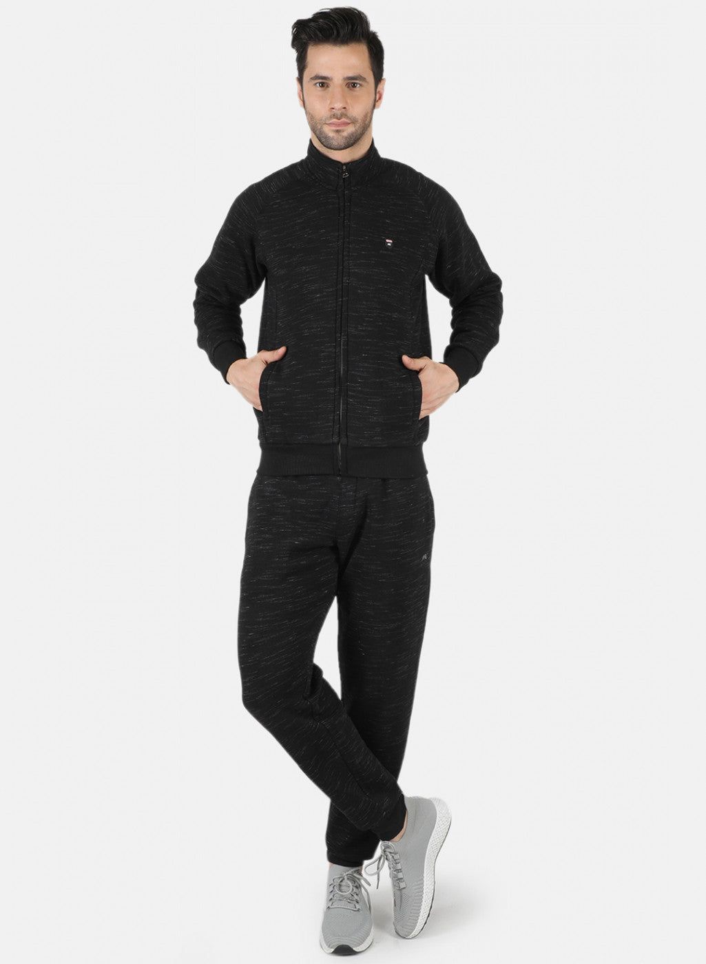 Men Black Solid Tracksuit