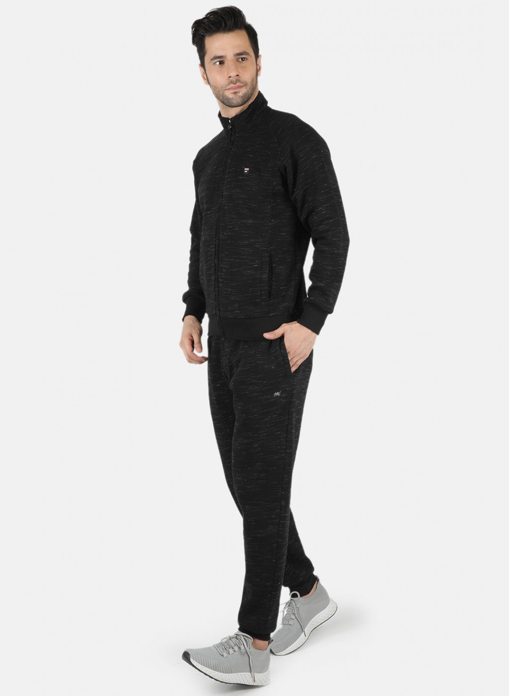 Men Black Solid Tracksuit