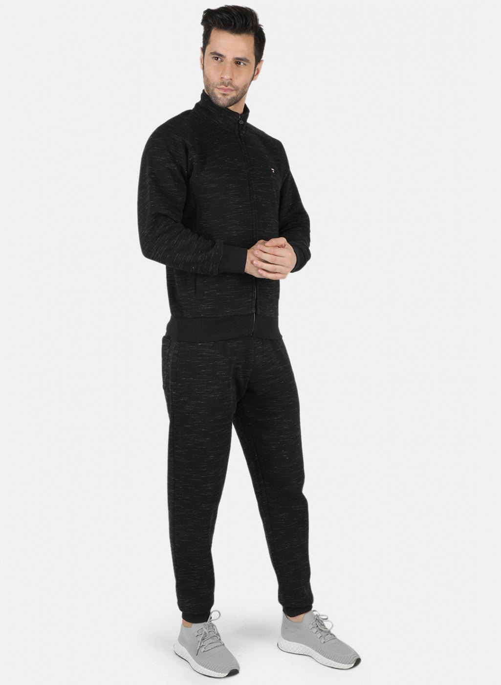 Men Black Solid Tracksuit