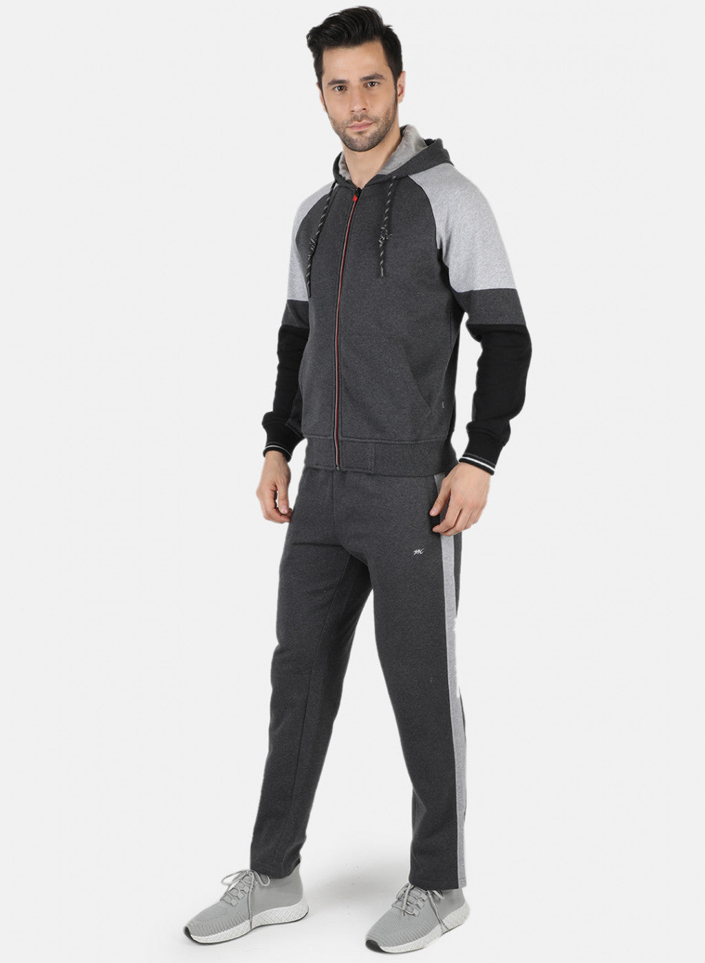 Men Grey Solid Tracksuit