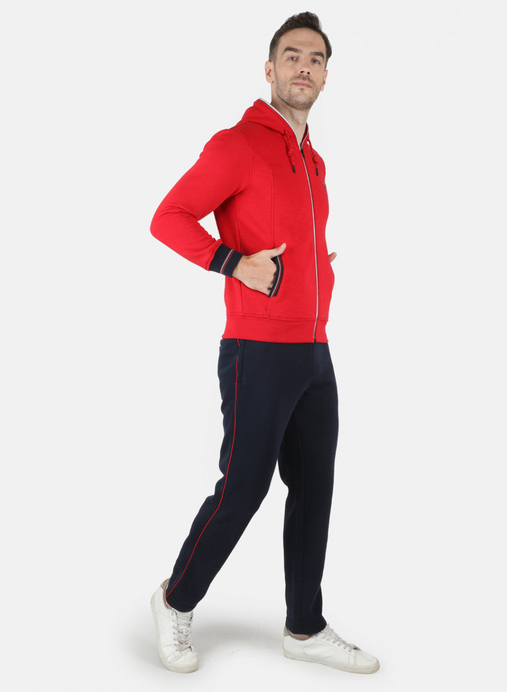 Men Red Solid Tracksuit