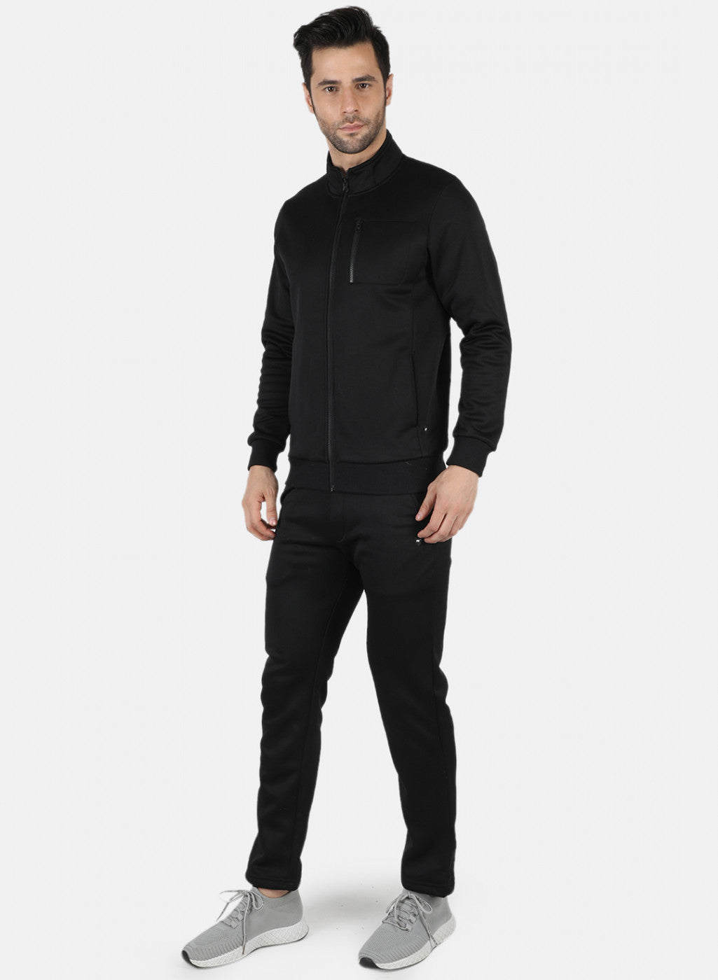 Men Black Solid Tracksuit