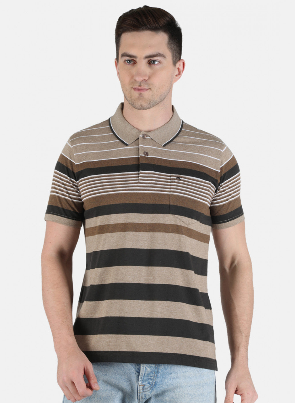 Men Brown Stripe T-Shirt