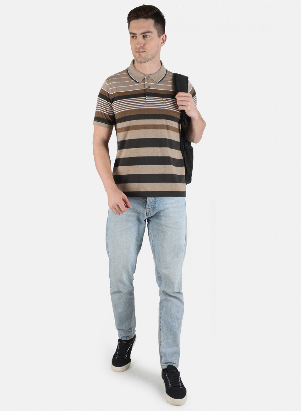 Men Brown Stripe T-Shirt