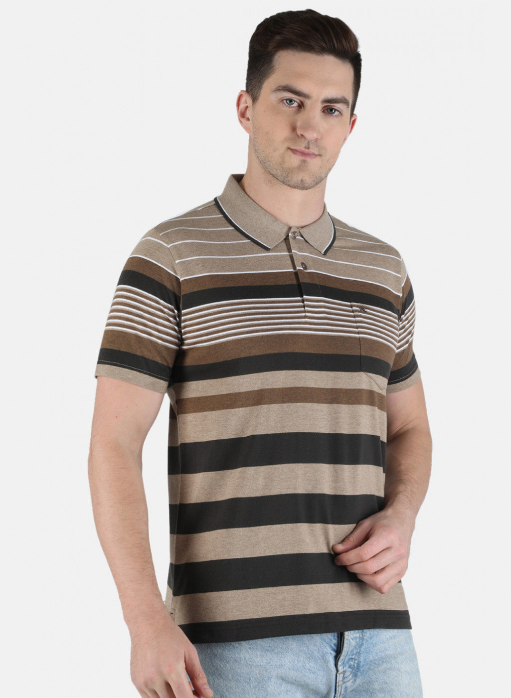 Men Brown Stripe T-Shirt