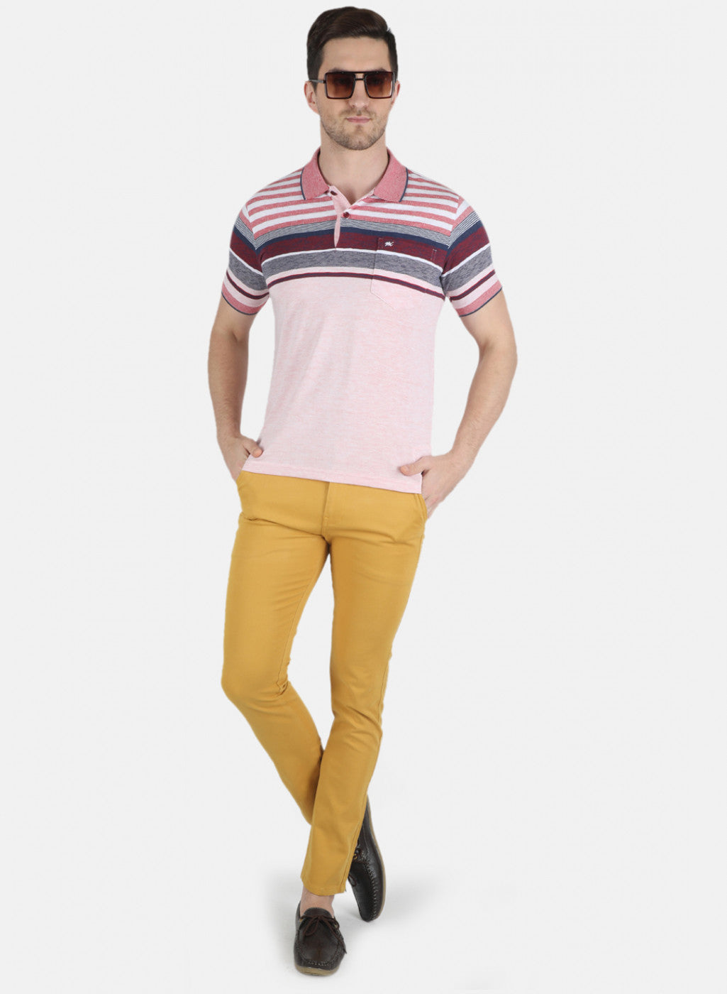 Men Pink Stripe T-Shirt