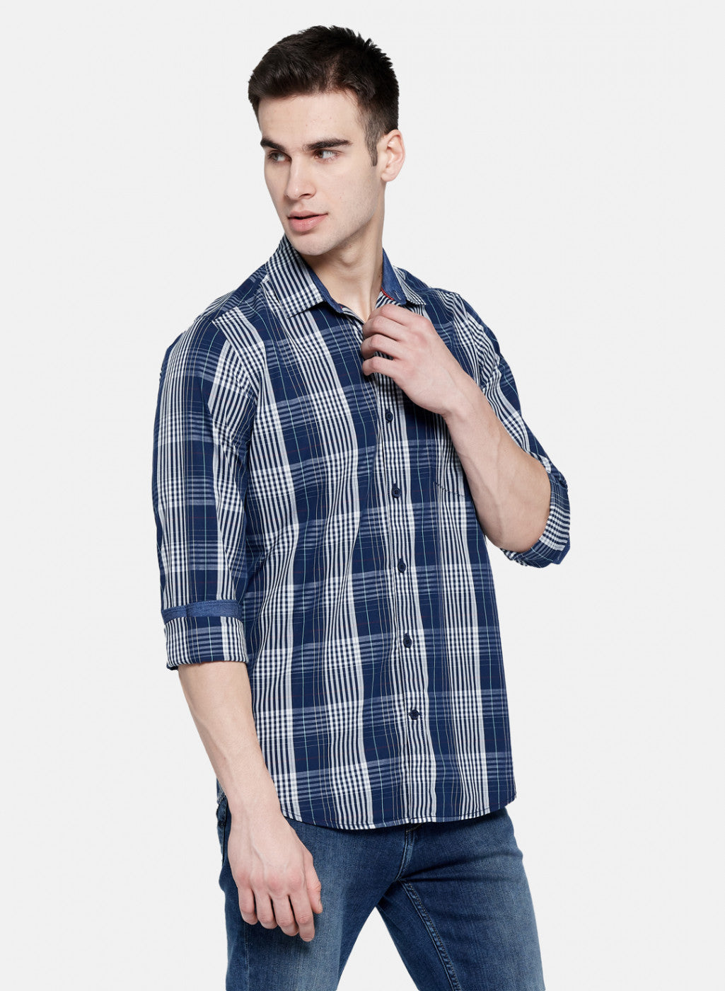 Mens NAvy Blue Check Shirt