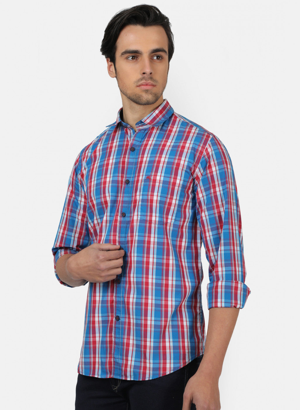 Men Blue Check Shirts