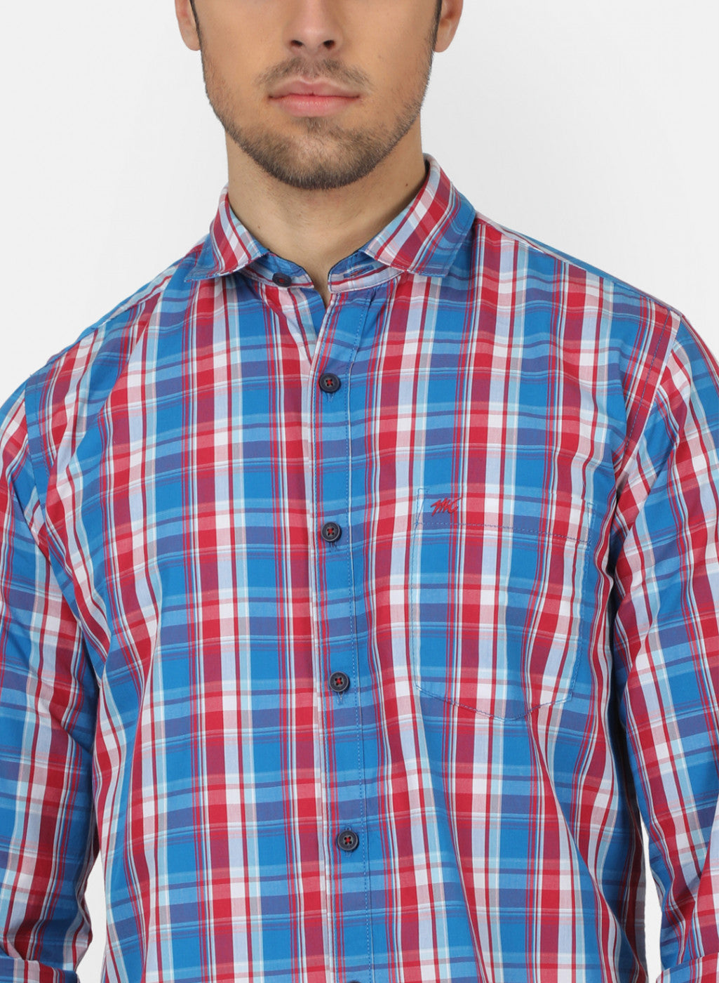 Men Blue Check Shirts