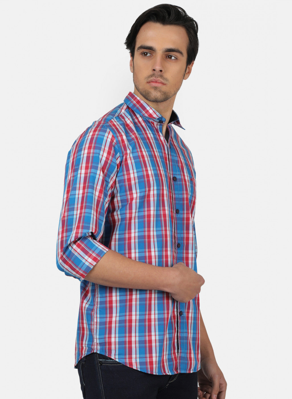Men Blue Check Shirts