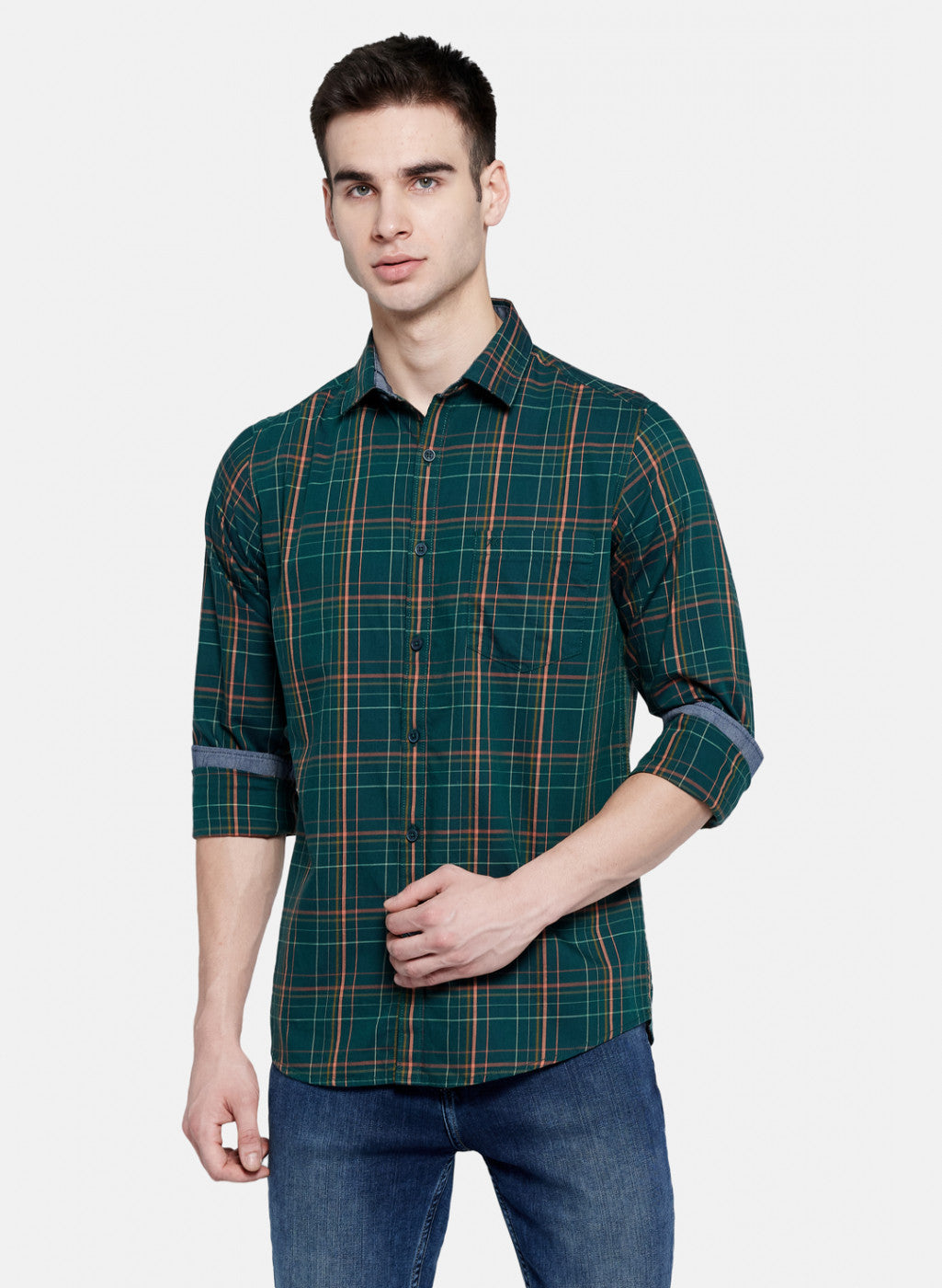 Mens Dark Green Check Shirt
