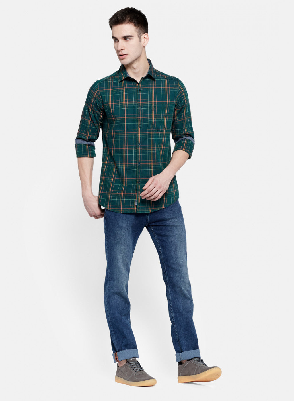 Mens Dark Green Check Shirt