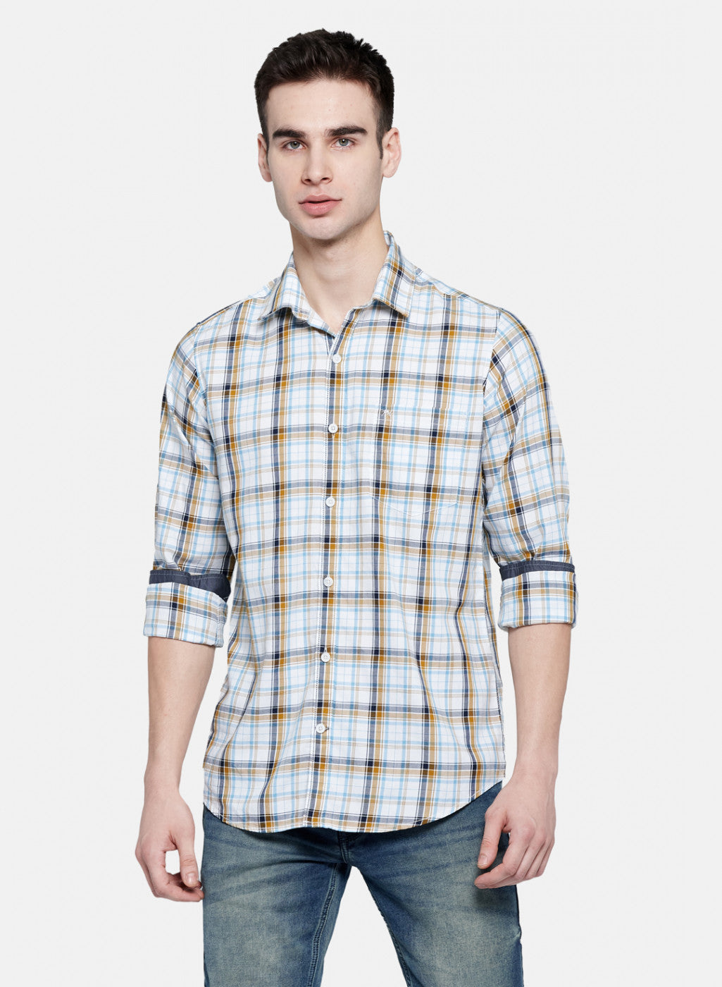Mens Mustard Check Shirt