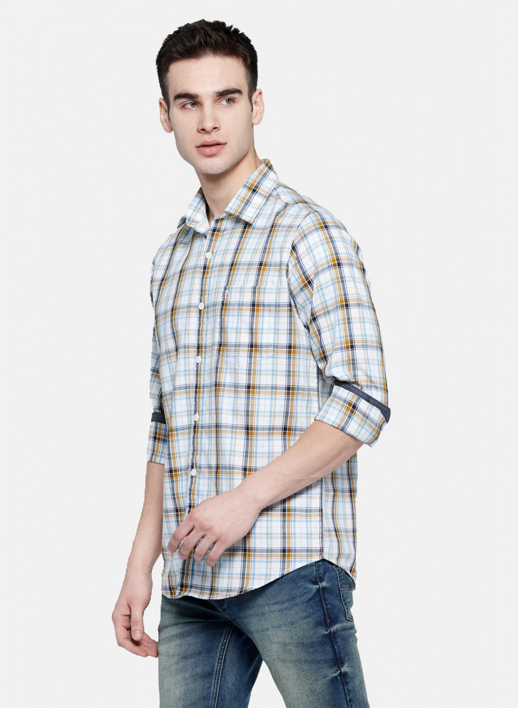 Mens Mustard Check Shirt