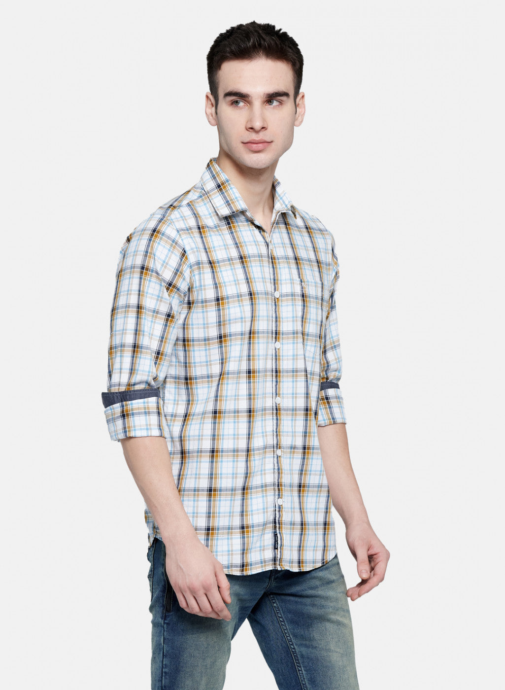 Mens Mustard Check Shirt