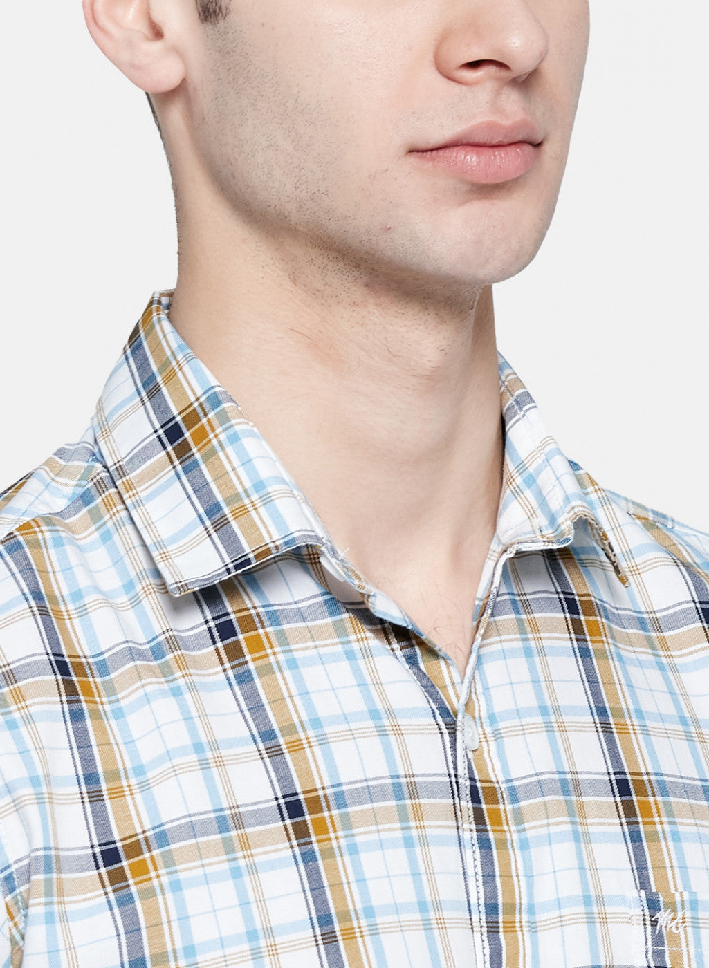 Mens Mustard Check Shirt