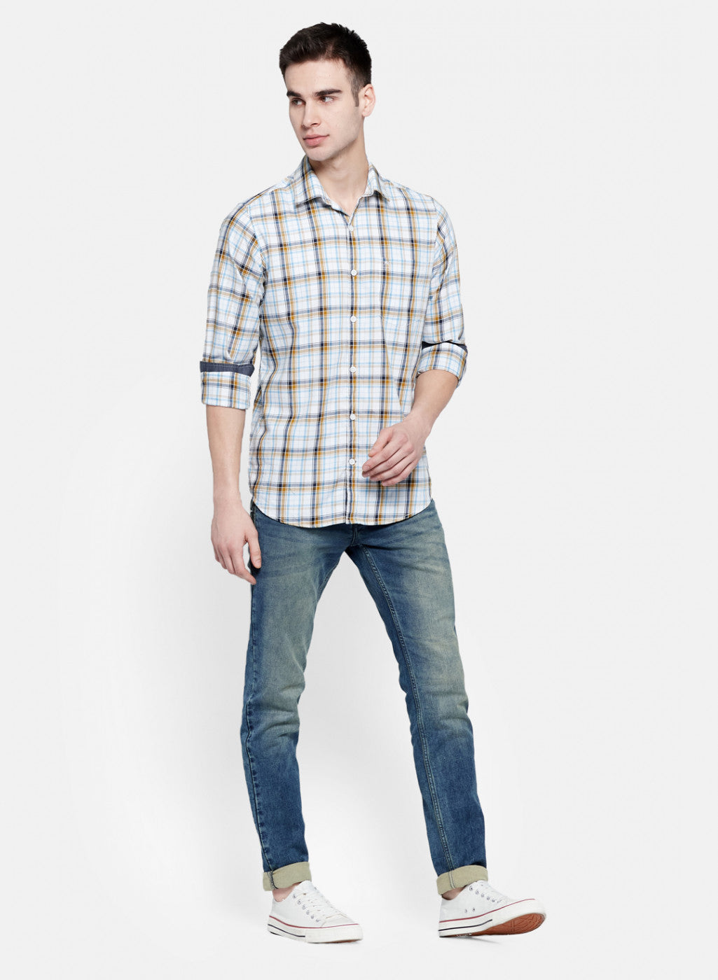 Mens Mustard Check Shirt