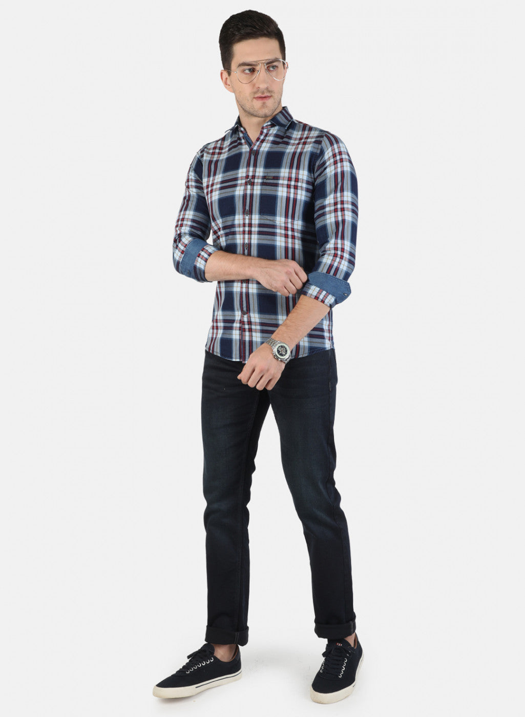 Men Red Check Shirt