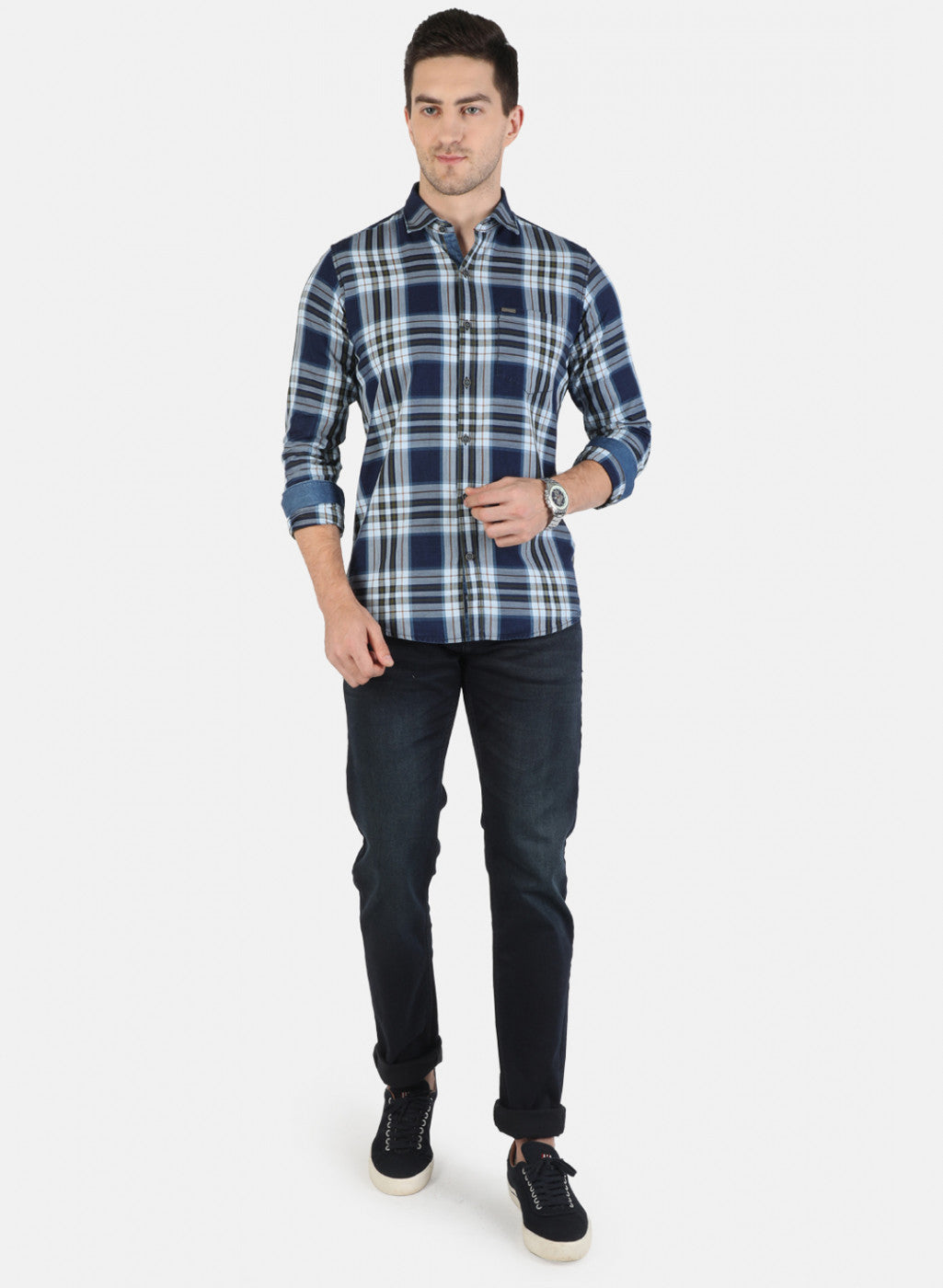 Men Green Check Shirt