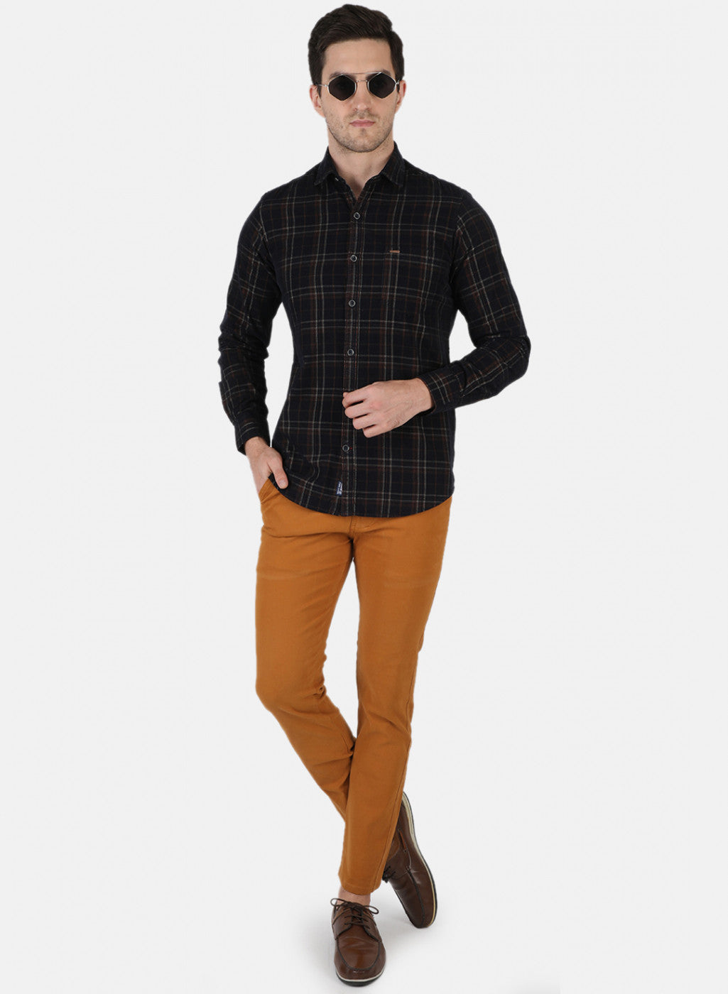 Men Black Check Shirt