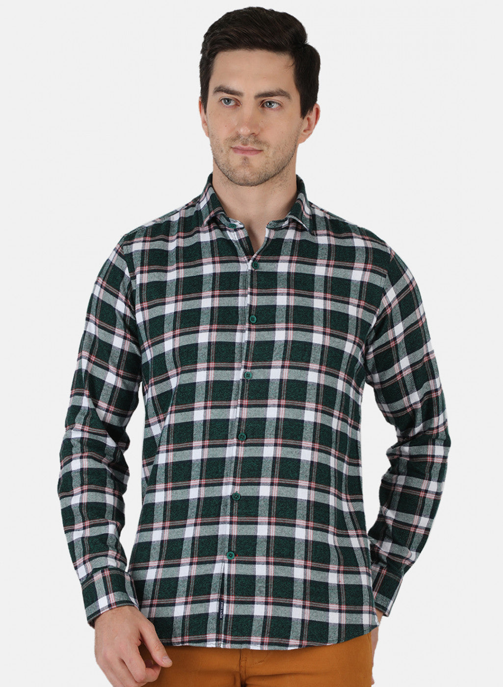 Men Green Check Shirt