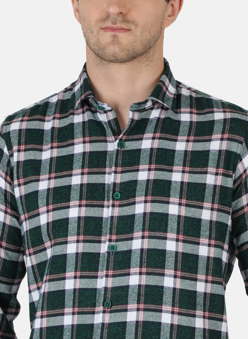 Men Green Check Shirt
