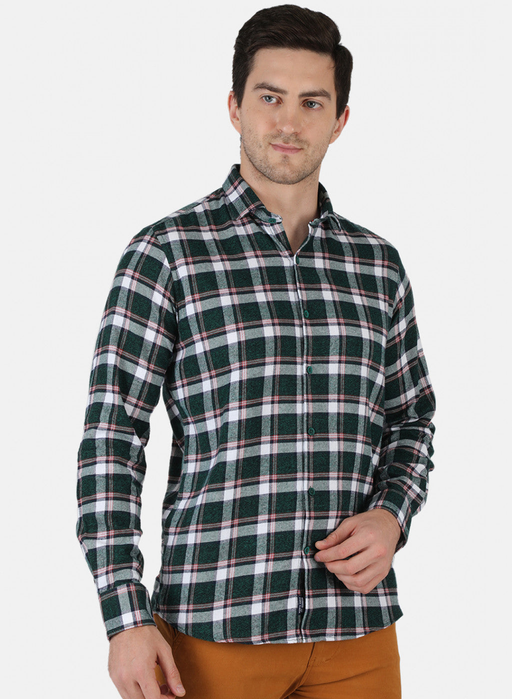 Men Green Check Shirt