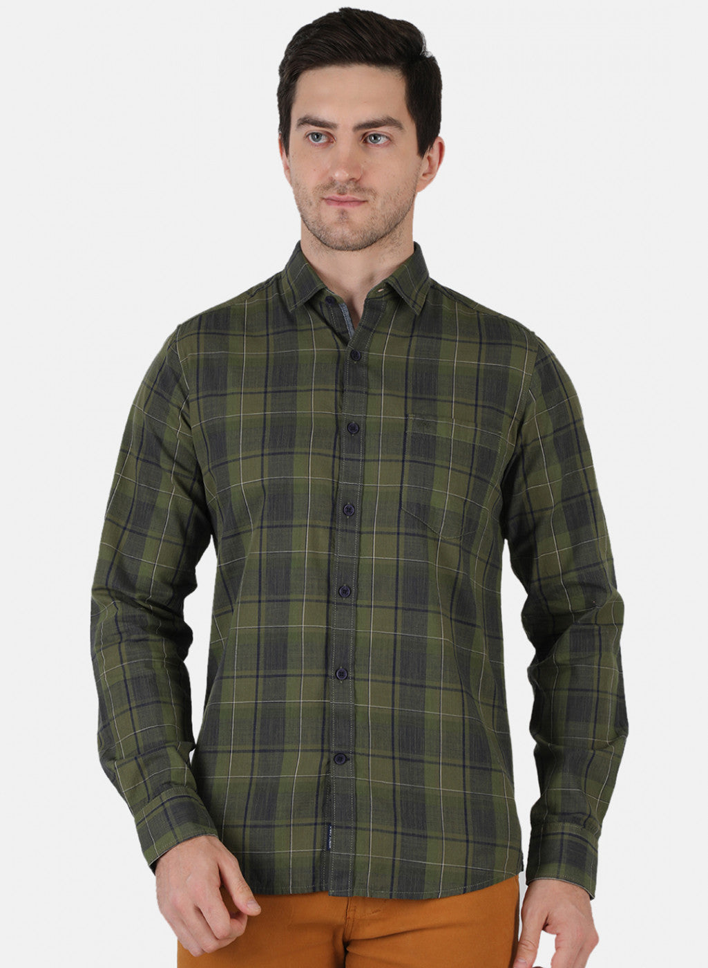 Men Green Check Shirt